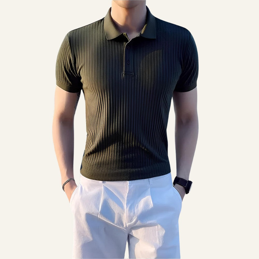 Camisa Polo Masculina de Malha Canelada Bourton