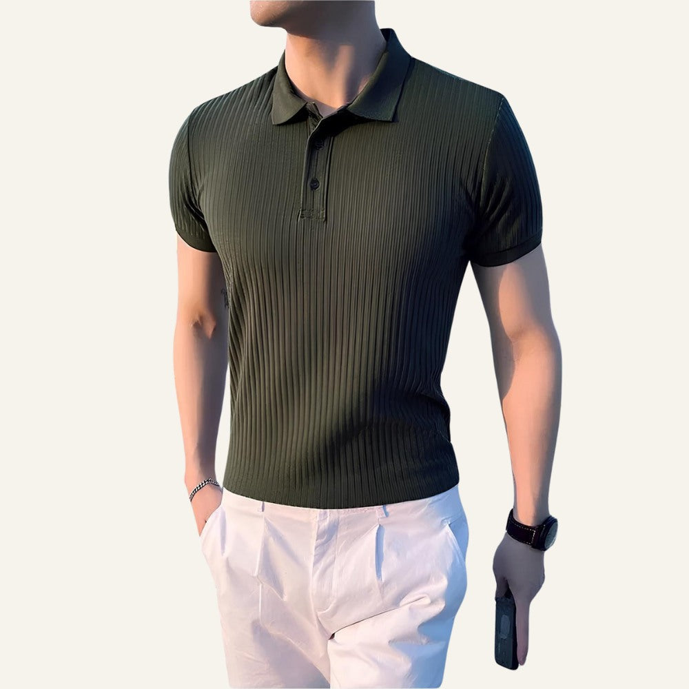 Camisa Polo Masculina de Malha Canelada Bourton