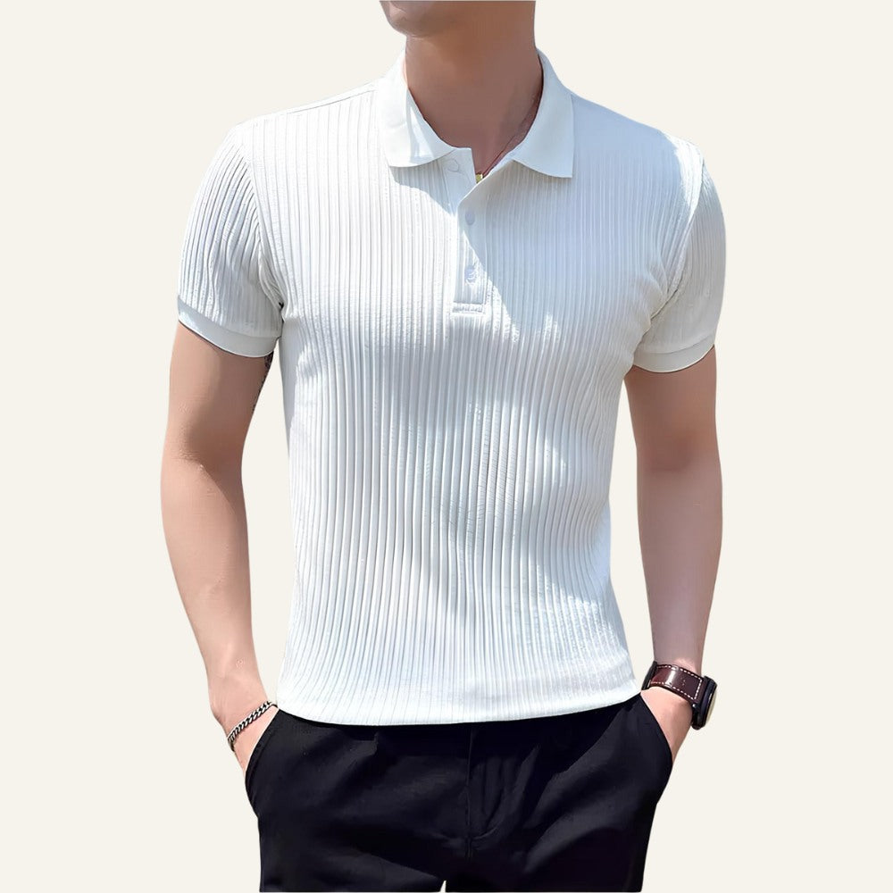 Camisa Polo Masculina de Malha Canelada Bourton