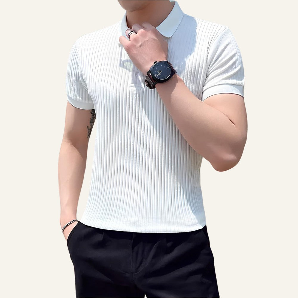 Camisa Polo Masculina de Malha Canelada Bourton