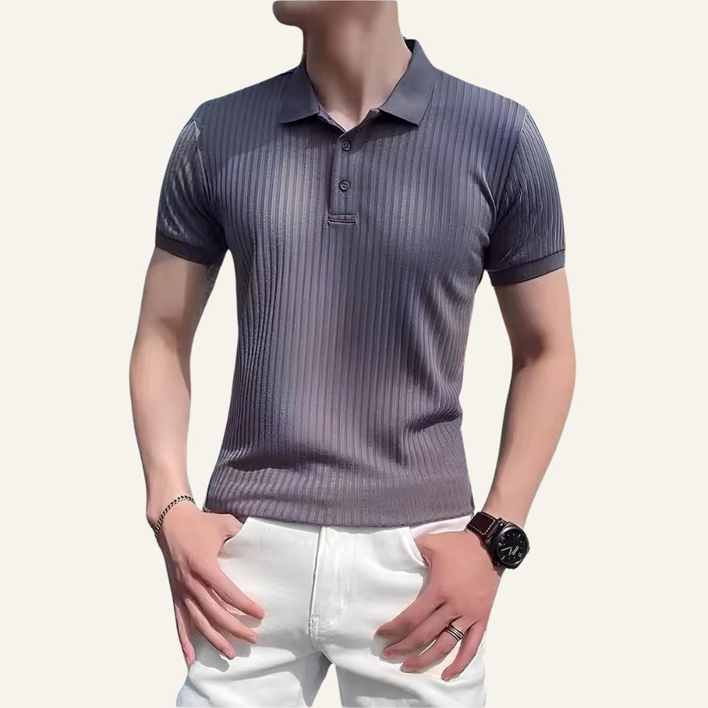 Camisa Polo Masculina de Malha Canelada Bourton