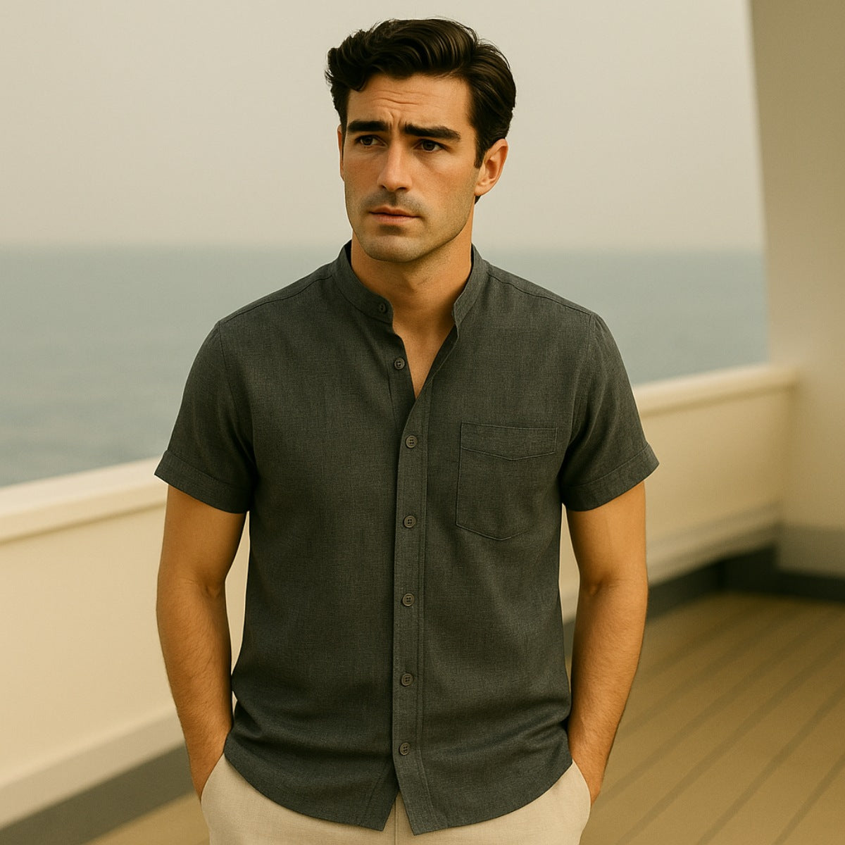 Camisa Casual Masculina Gola Padre Beaumont