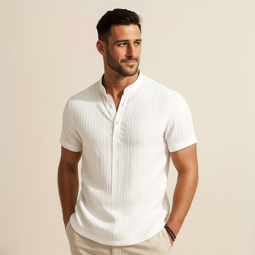 Camisa Gola Padre Plissada Old Money Richelieu