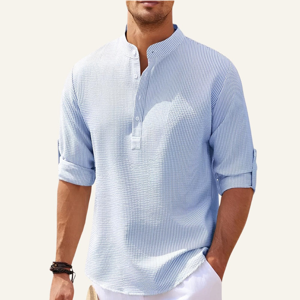 Camisa Masculina Gola Padre Casual Old Money Ascot