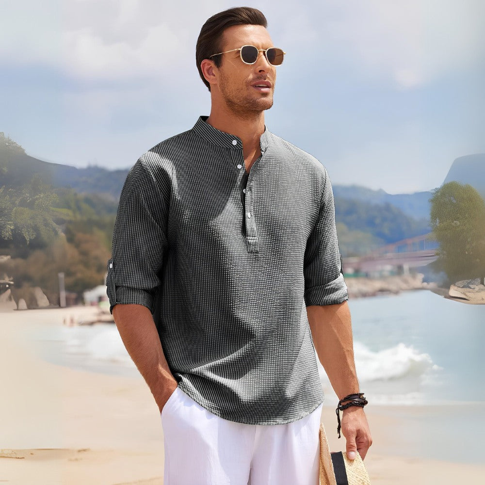 Camisa Masculina Gola Padre Casual Old Money Ascot