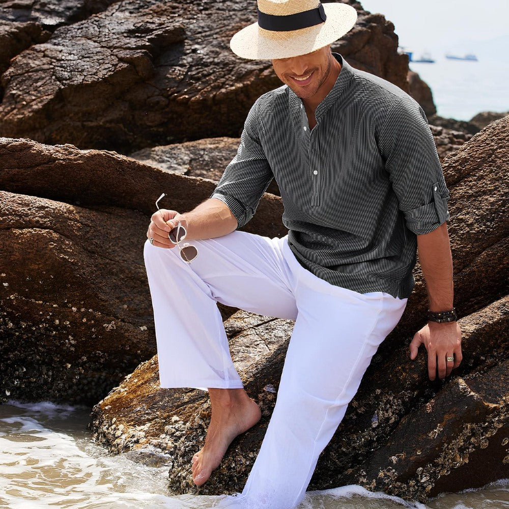 Camisa Masculina Gola Padre Casual Old Money Ascot