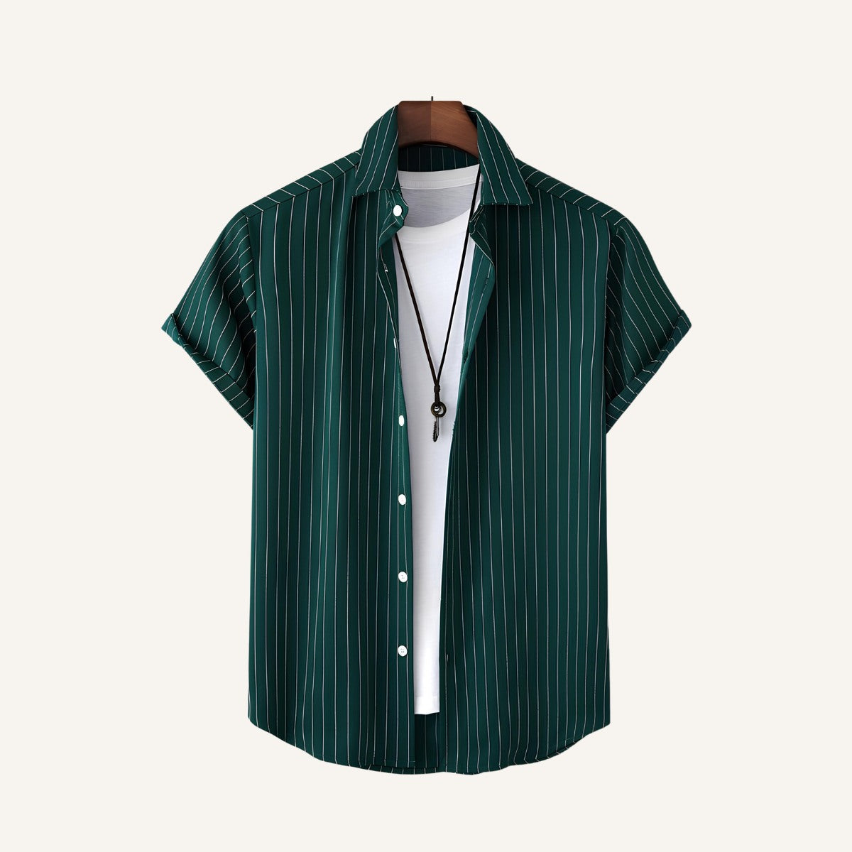 Camisa Masculina Listrada Old Money Verde Nautic