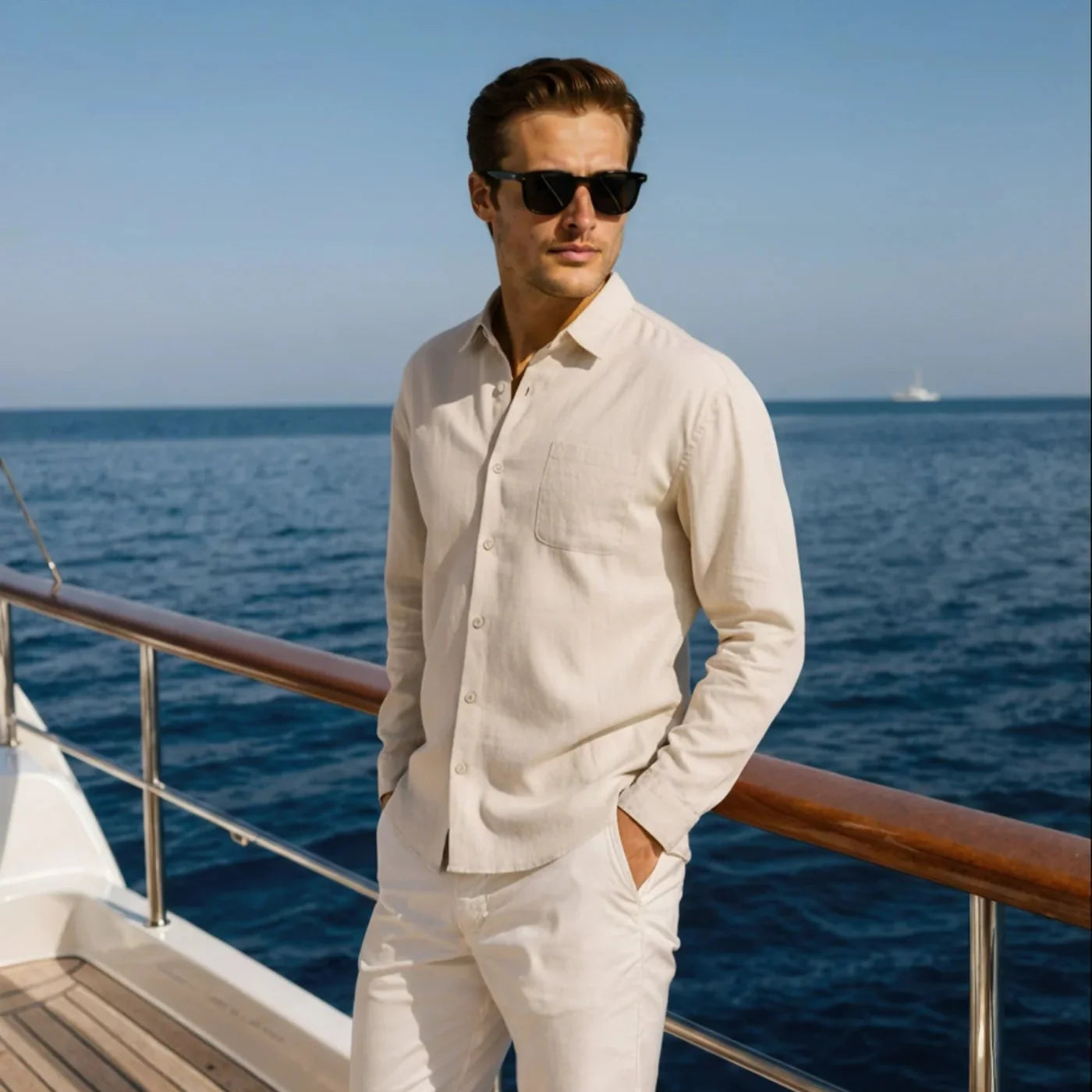 Camisa Masculina de Linho 100% Manga Longa Milford