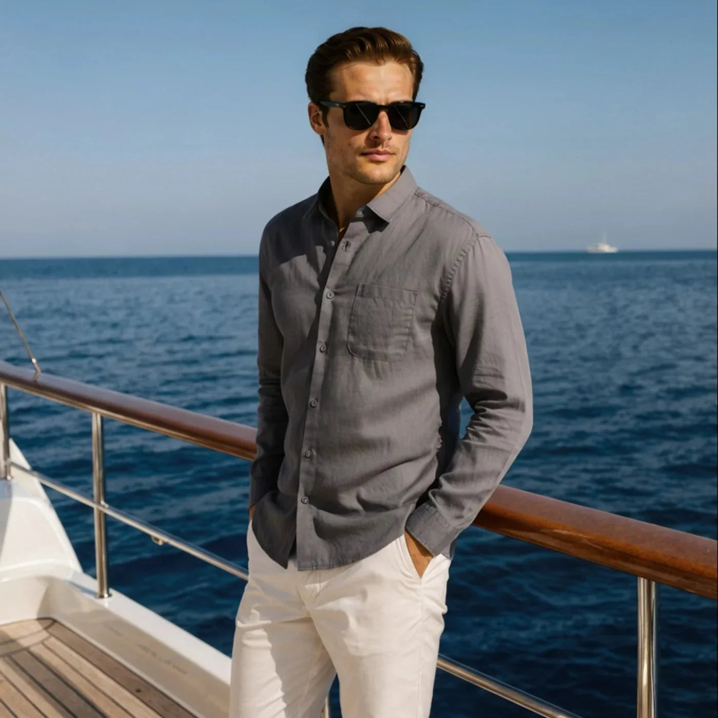 Camisa Masculina de Linho 100% Manga Longa Milford