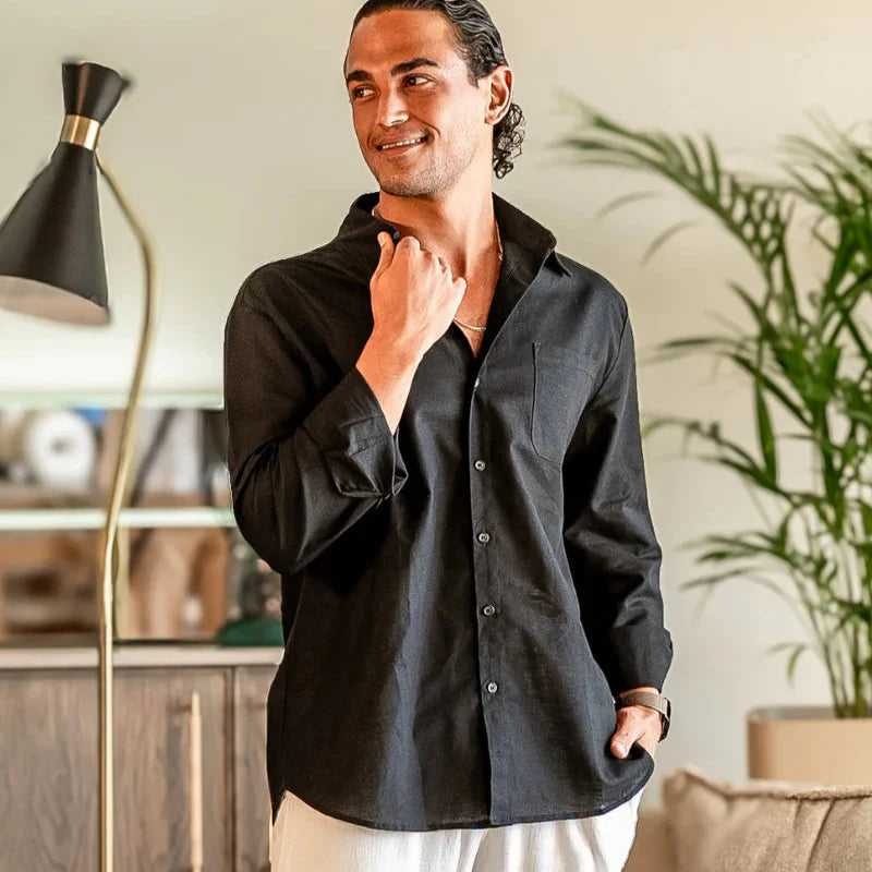 Camisa Masculina de Linho 100% Manga Longa Milford