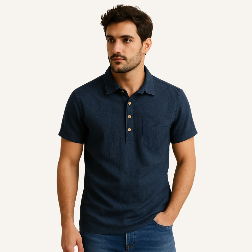 Camisa Polo Masculina de Linho Salermo