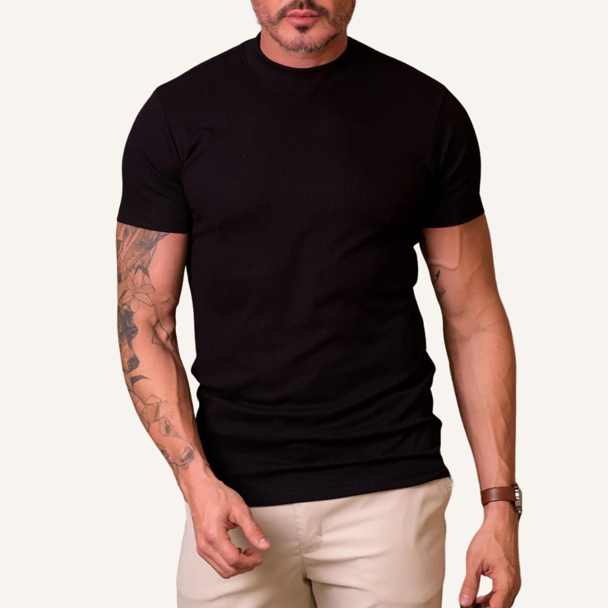 Camiseta Canelada Masculina Gola Alta Clarence