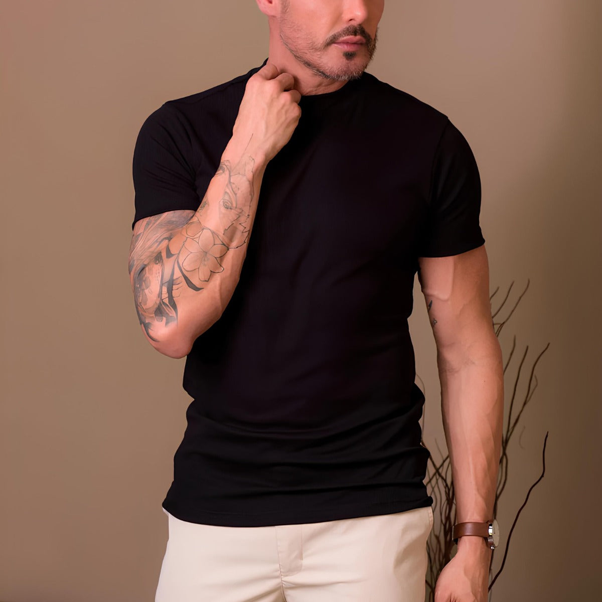 Camiseta Canelada Masculina Gola Alta Clarence