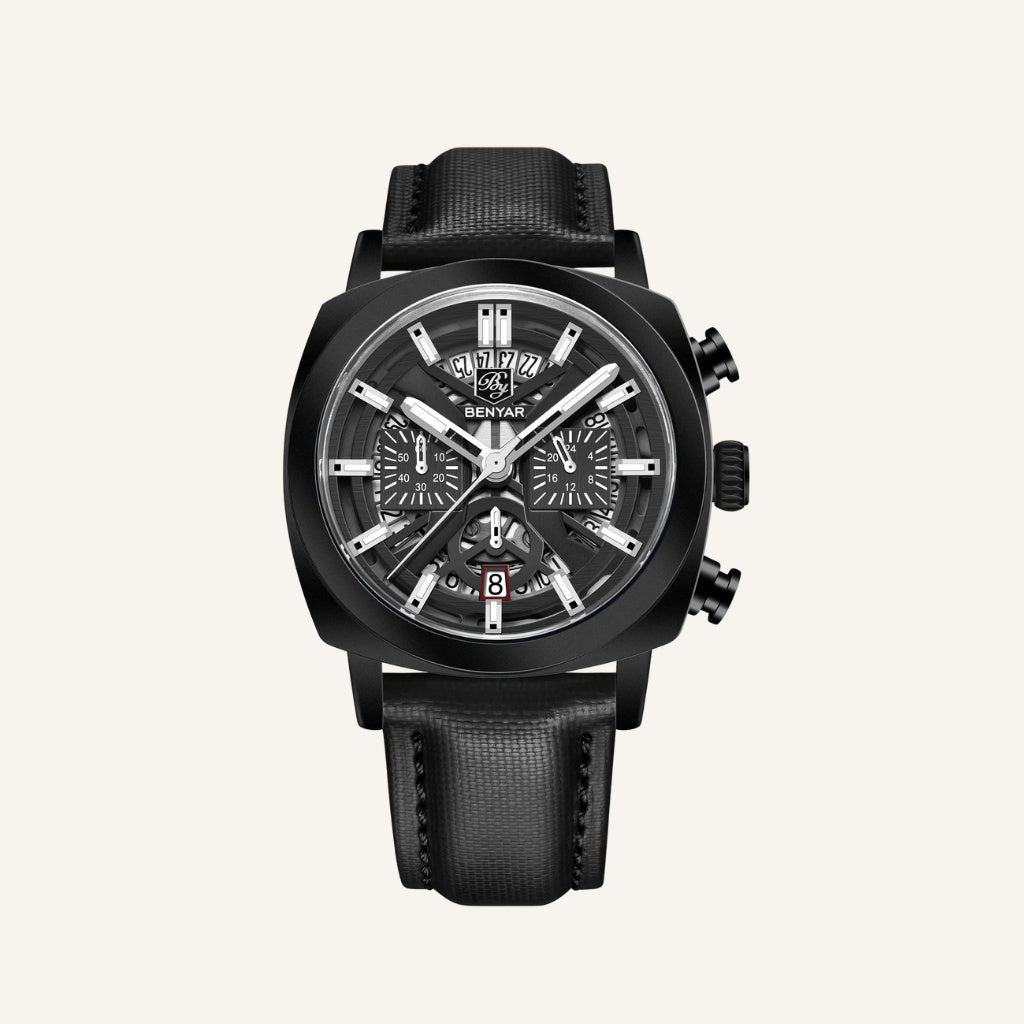 Relógio de Couro Masculino Benyar Luxe