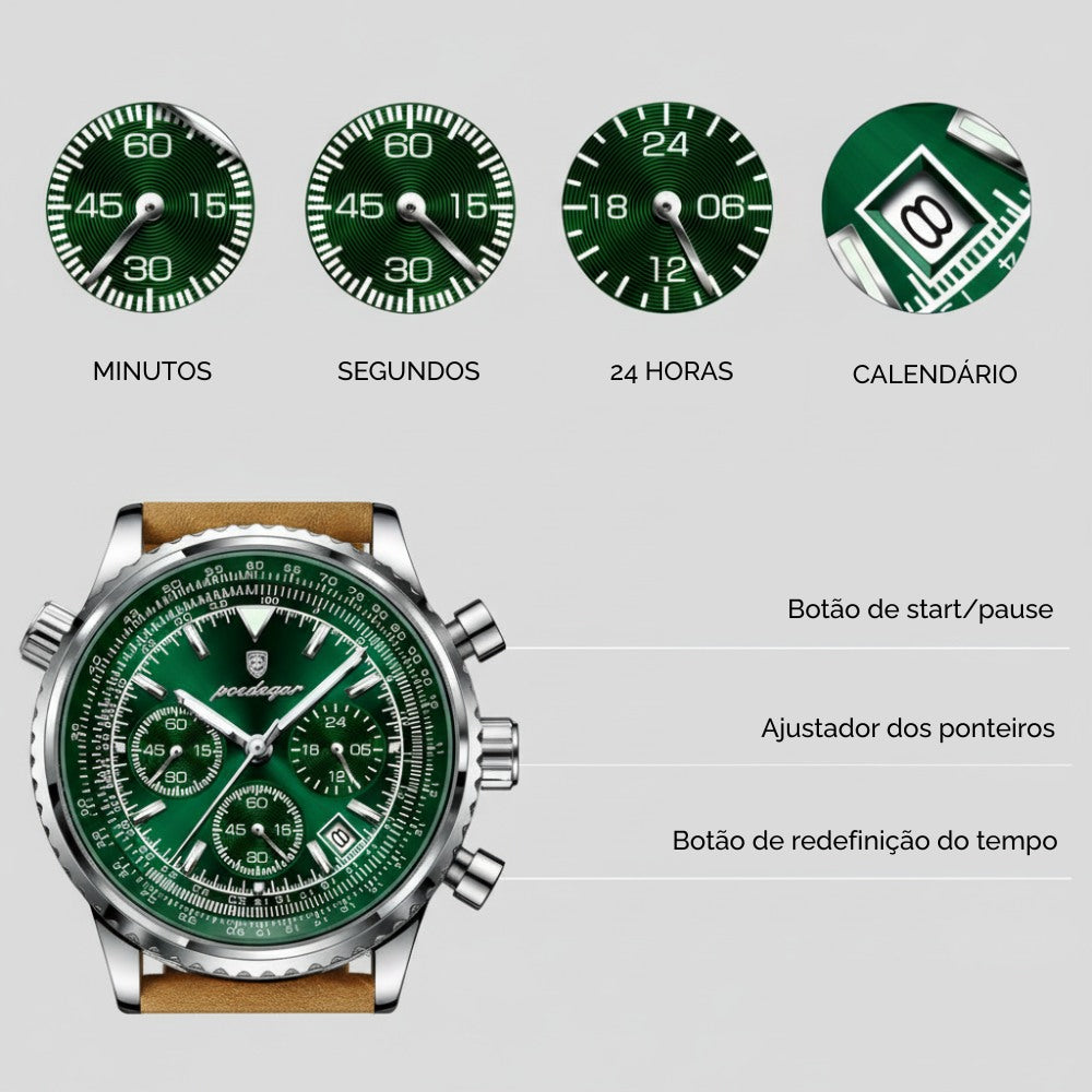 Relógio de Couro Masculino Bellatour - Cronógrafo