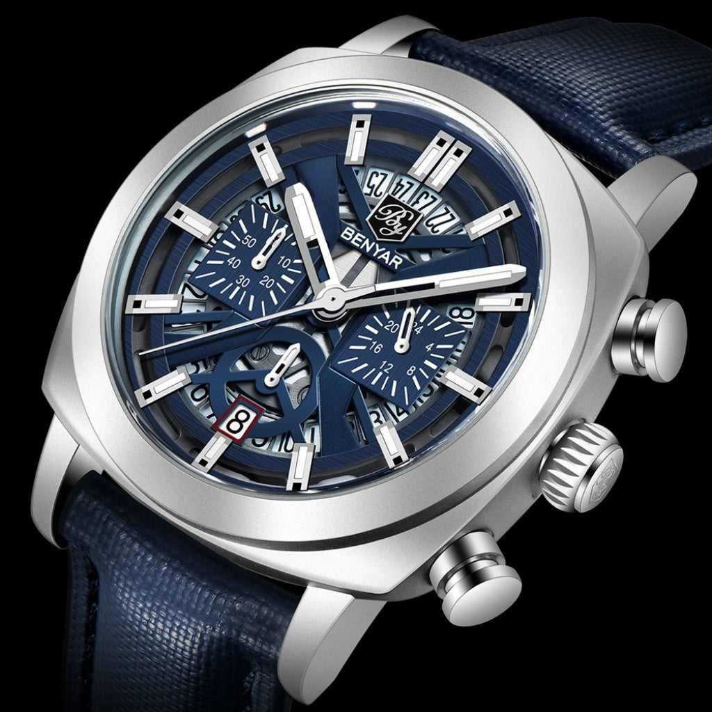 Relógio de Couro Masculino Benyar Luxe