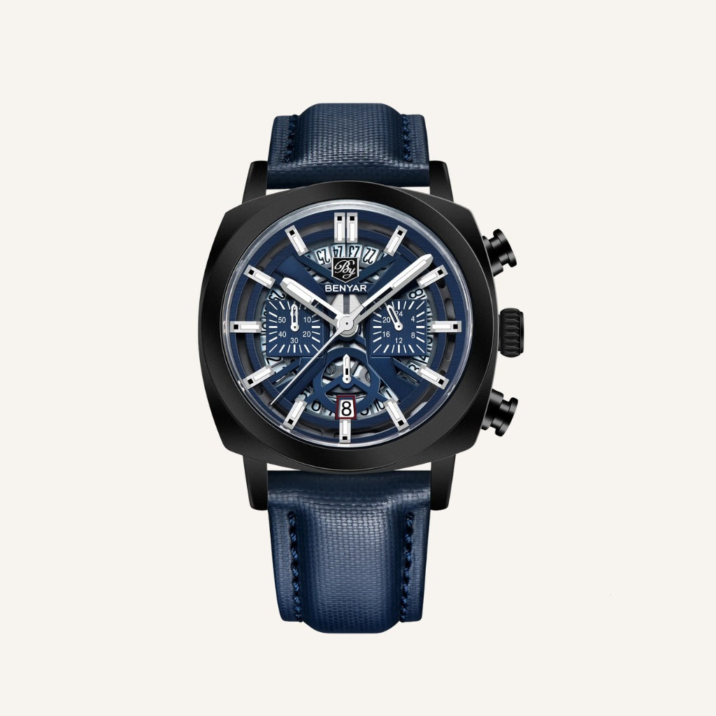 Relógio de Couro Masculino Benyar Luxe