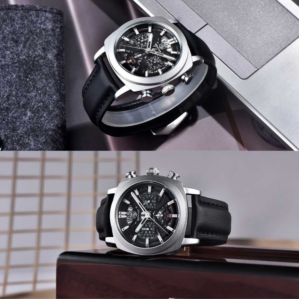 Relógio de Couro Masculino Benyar Luxe