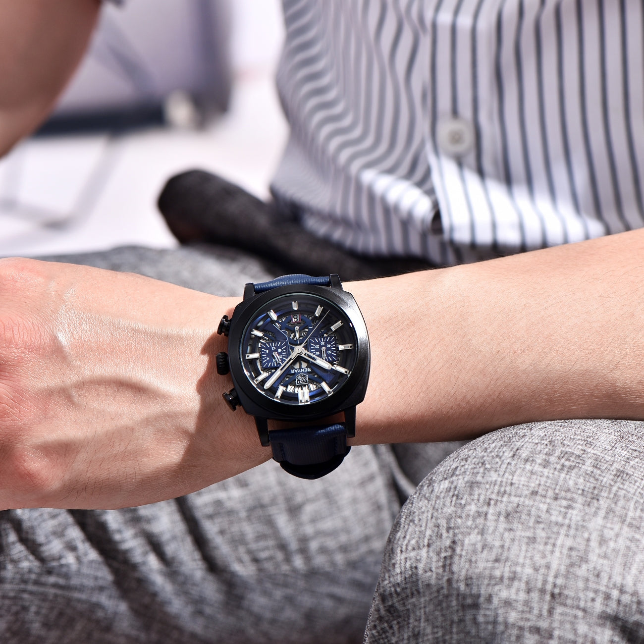 Relógio de Couro Masculino Benyar Luxe