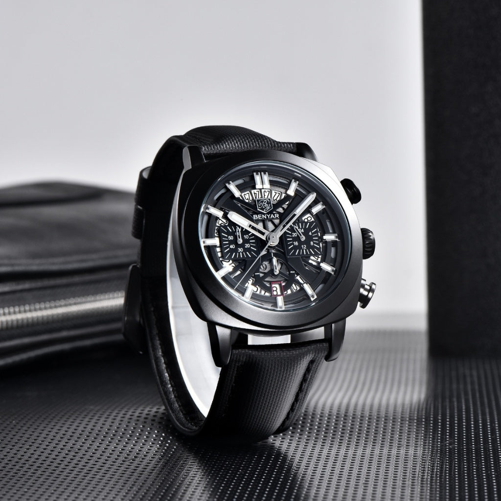 Relógio de Couro Masculino Benyar Luxe