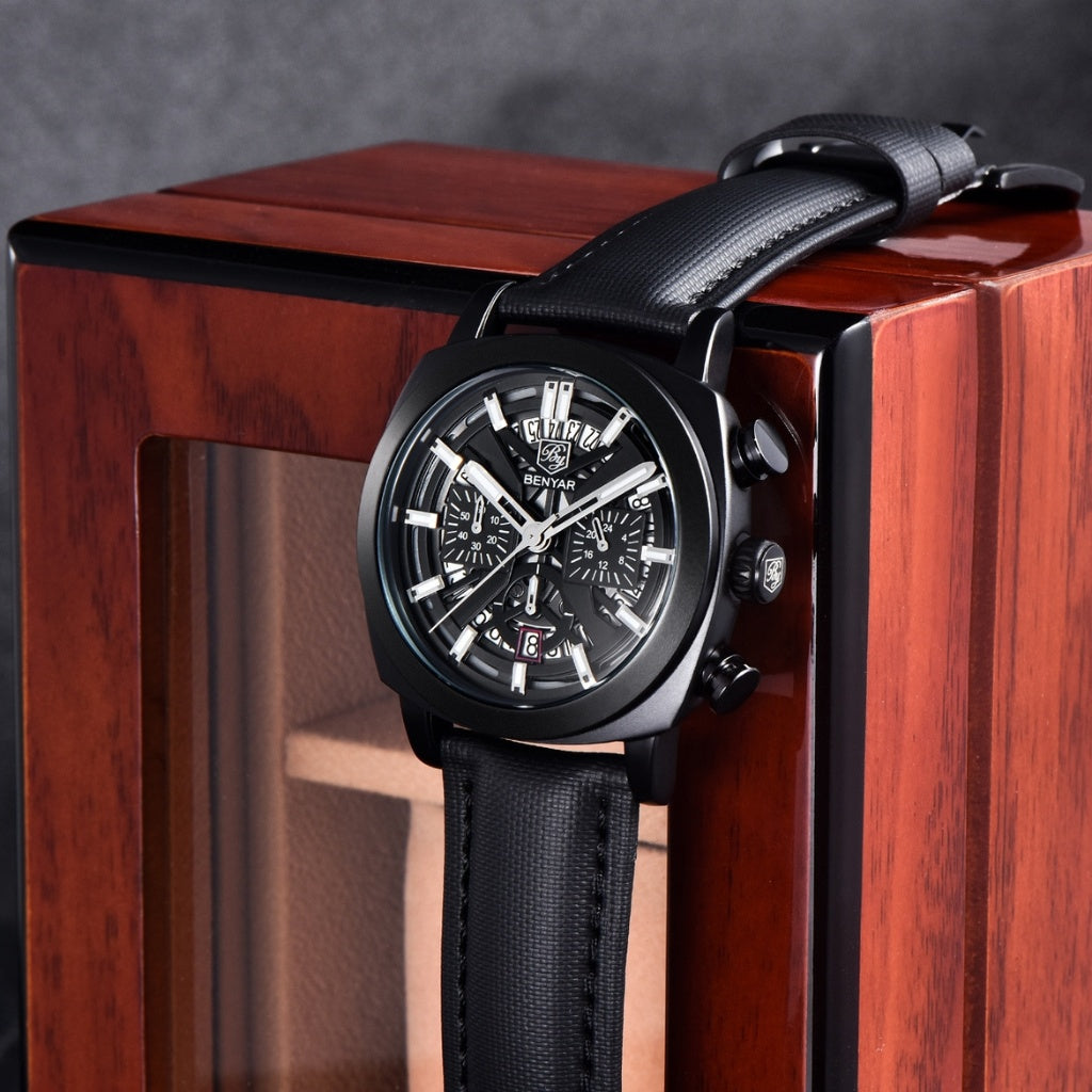Relógio de Couro Masculino Benyar Luxe