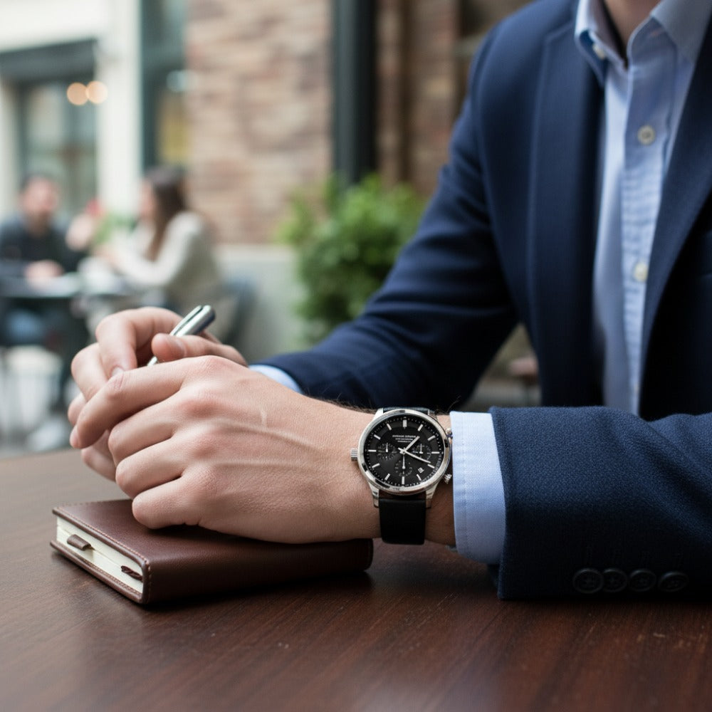 Relógio de Couro Masculino Preto Luxemiro