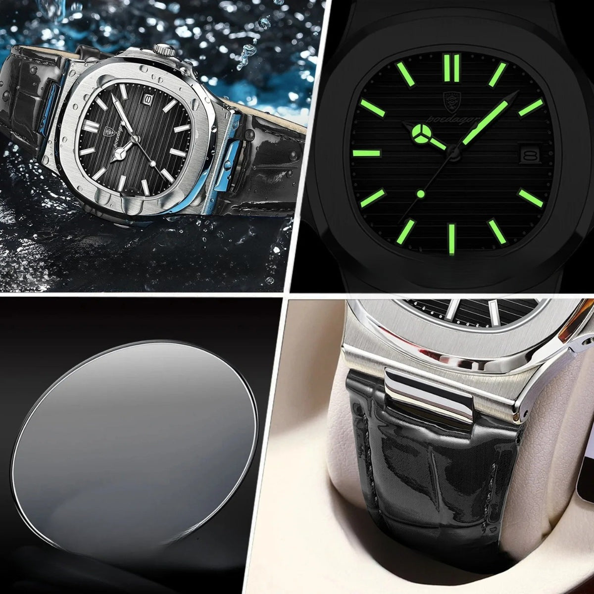 Relógio de Couro Preto Luxe Civano