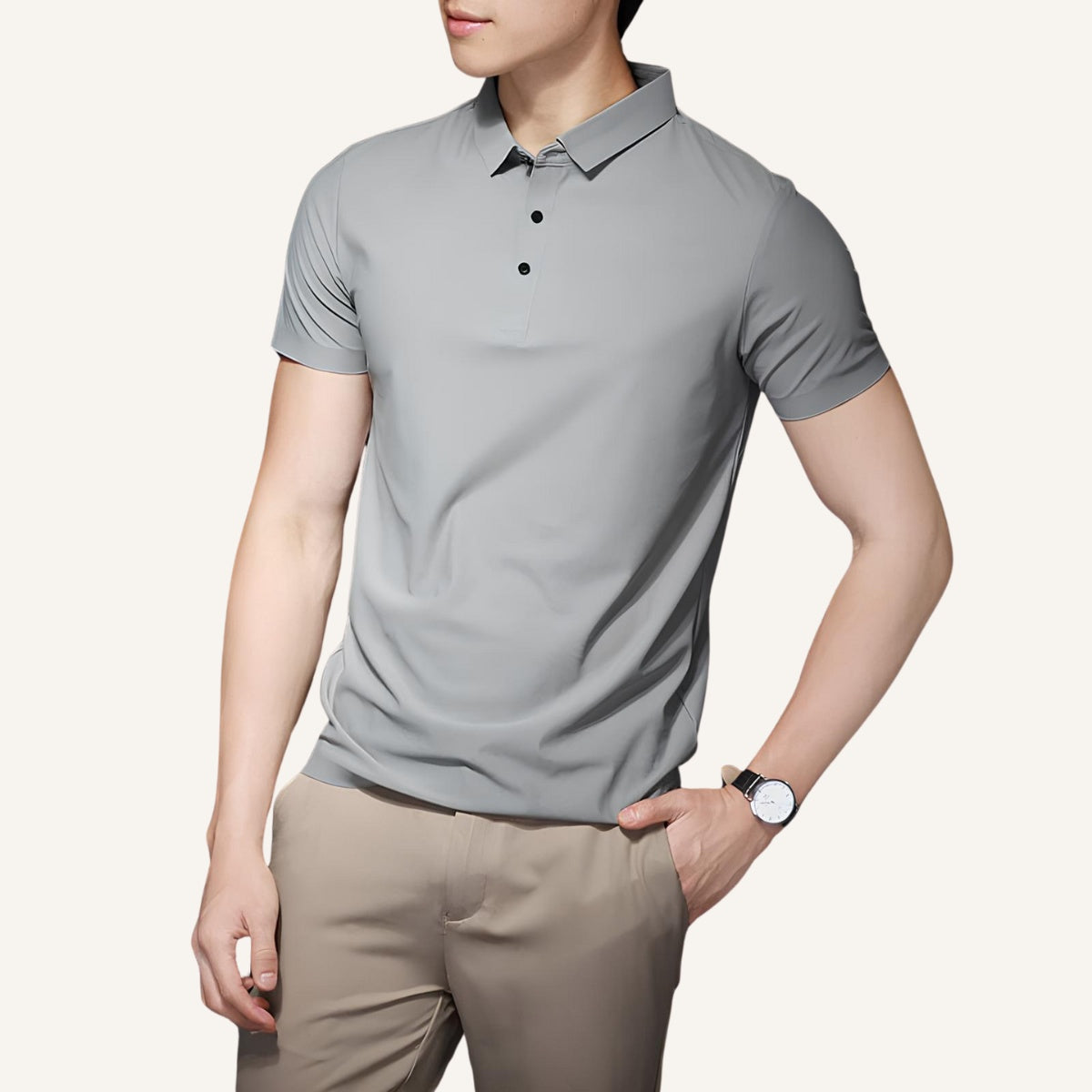 Camisa Polo Masculina Seda Gelo - Anti Amassado