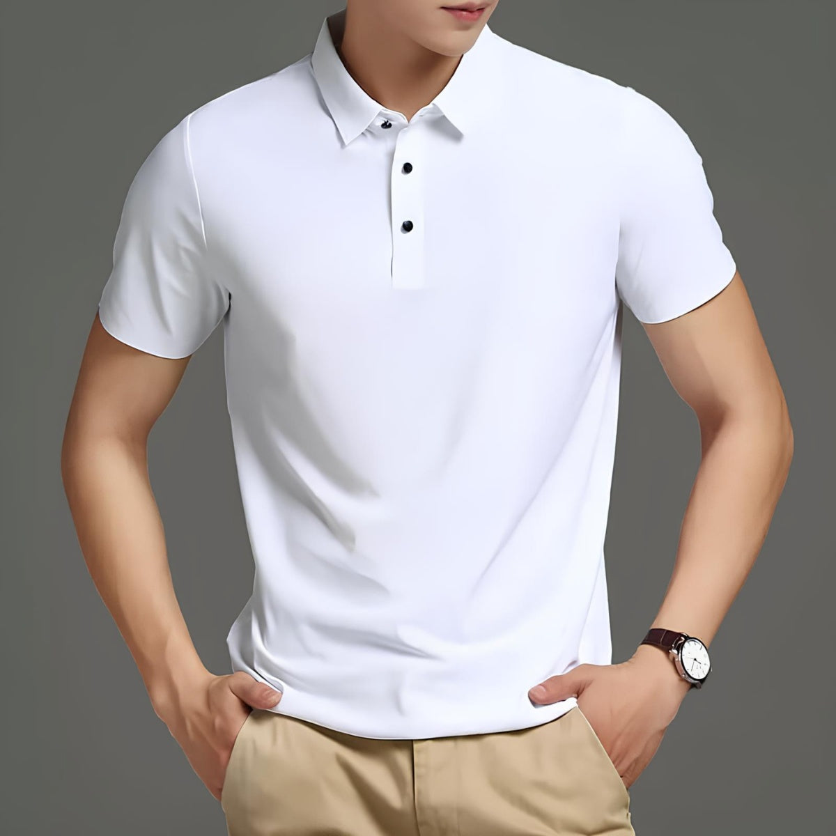 Camisa Polo Masculina Seda Gelo - Anti Amassado